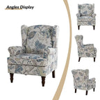 Poltrona con schienale ad ali e gambe tornite – Broccato / Tropicale / Blu / Sabbia / Verde, Posto singolo