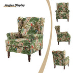 Poltrona con schienale ad ali e gambe tornite – Broccato / Tropicale / Blu / Sabbia / Verde, Posto singolo