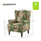 Poltrona con schienale ad ali e gambe tornite – Broccato / Tropicale / Blu / Sabbia / Verde, Posto singolo