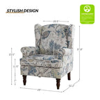 Poltrona con schienale ad ali e gambe tornite – Broccato / Tropicale / Blu / Sabbia / Verde, Posto singolo