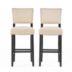 Sgabello da bar contemporaneo in lino beige, set da 2