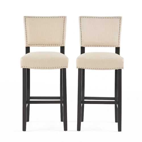 Sgabello da bar contemporaneo in lino beige, set da 2