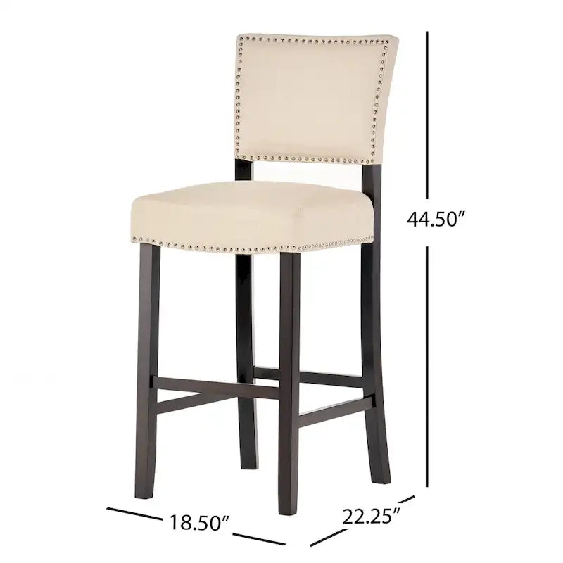 Sgabello da bar contemporaneo in lino beige, set da 2