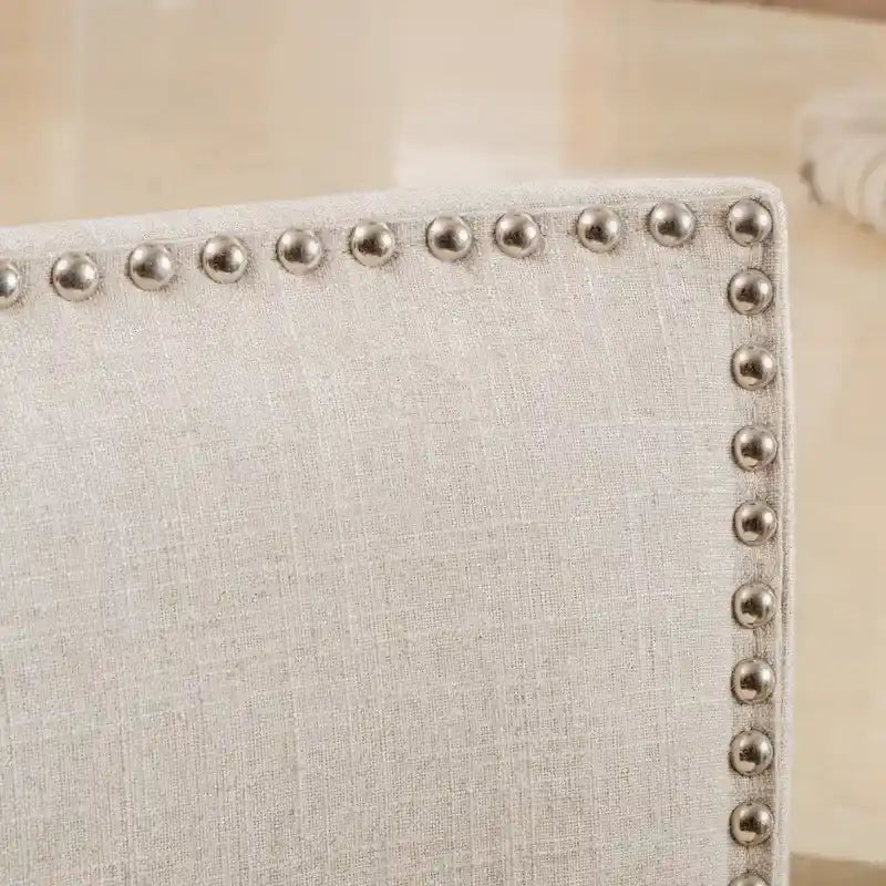 Sgabello da bar contemporaneo in lino beige, set da 2