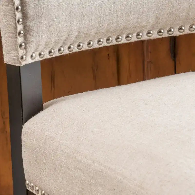 Sgabello da bar contemporaneo in lino beige, set da 2