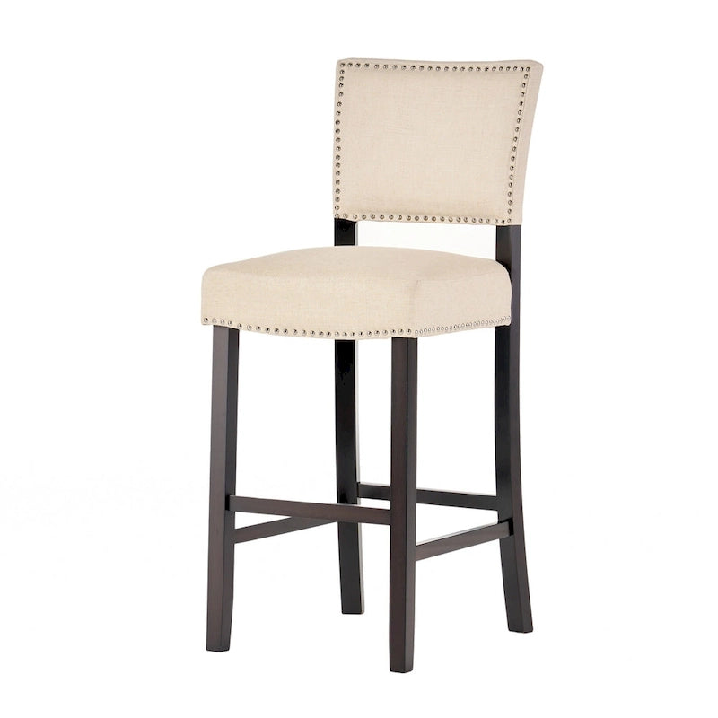 Sgabello da bar contemporaneo in lino beige, set da 2
