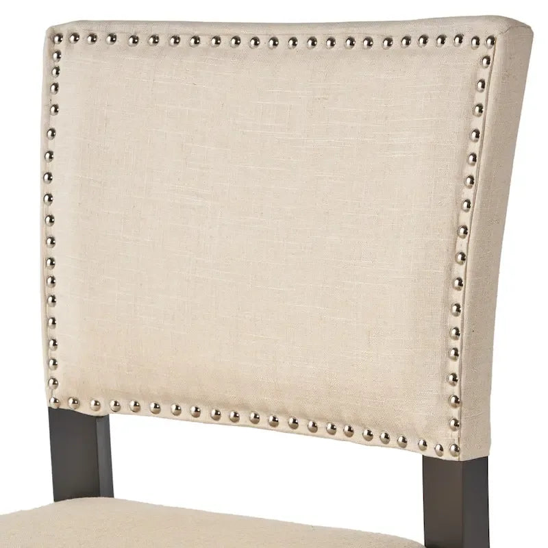 Sgabello da bar contemporaneo in lino beige, set da 2