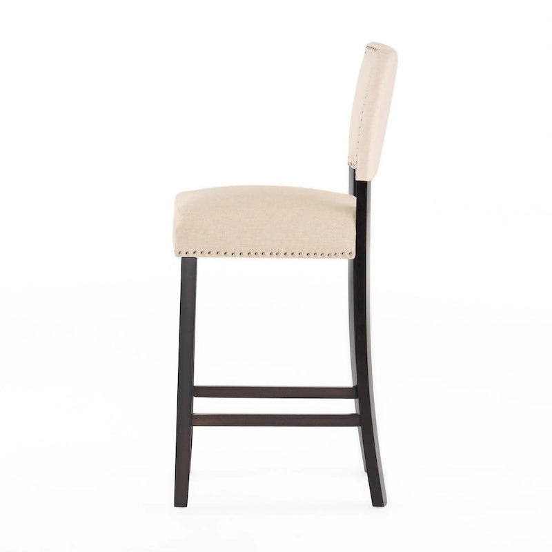 Sgabello da bar contemporaneo in lino beige, set da 2