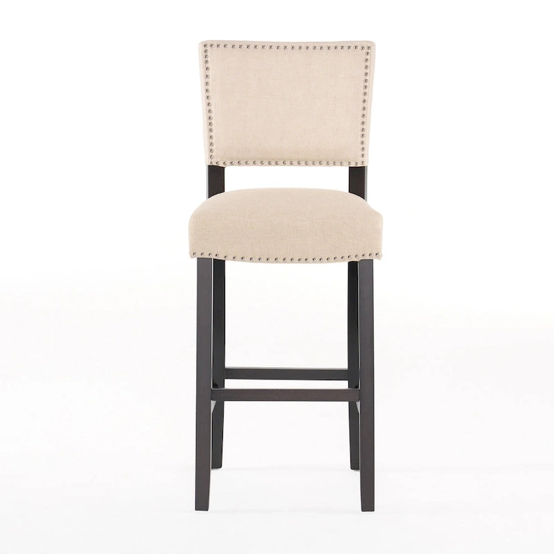 Sgabello da bar contemporaneo in lino beige, set da 2