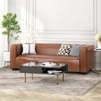 Divano a 3 Posti "Tuxedo" in Similpelle Noce Scura (Cognac / Marrone Scuro / Midnight)