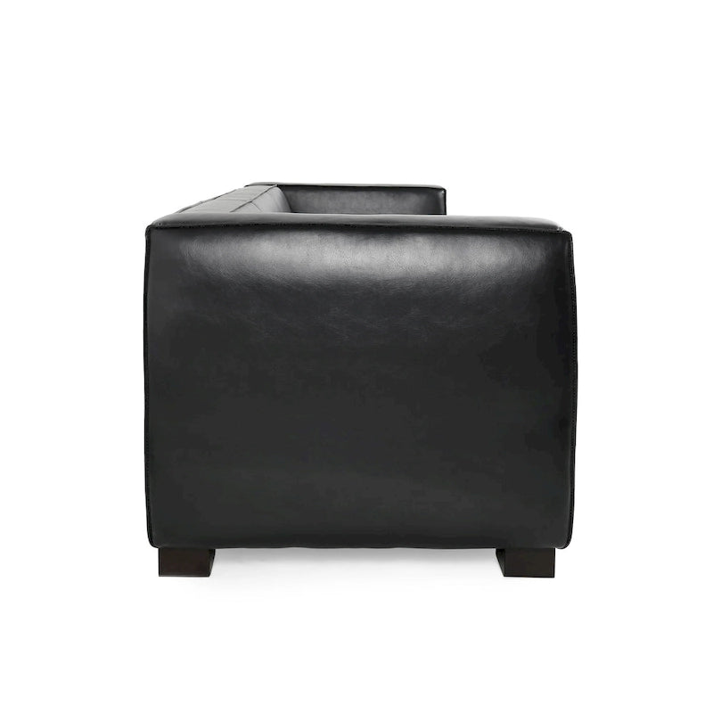 Divano a 3 Posti "Tuxedo" in Similpelle Noce Scura (Cognac / Marrone Scuro / Midnight)