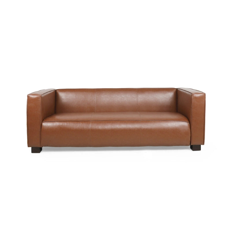 Divano a 3 Posti "Tuxedo" in Similpelle Noce Scura (Cognac / Marrone Scuro / Midnight)