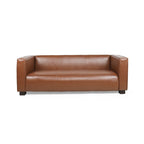 Divano a 3 Posti "Tuxedo" in Similpelle Noce Scura (Cognac / Marrone Scuro / Midnight)