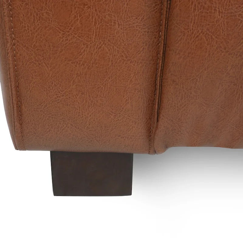 Divano a 3 Posti "Tuxedo" in Similpelle Noce Scura (Cognac / Marrone Scuro / Midnight)