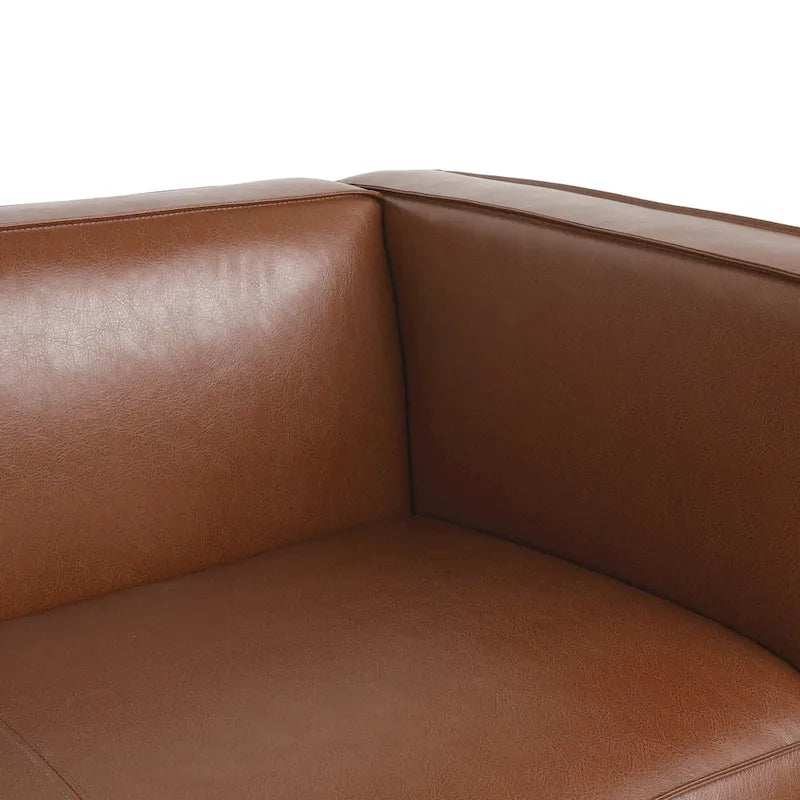 Divano a 3 Posti "Tuxedo" in Similpelle Noce Scura (Cognac / Marrone Scuro / Midnight)