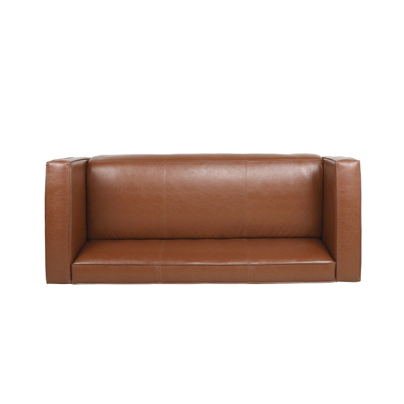 Divano a 3 Posti "Tuxedo" in Similpelle Noce Scura (Cognac / Marrone Scuro / Midnight)