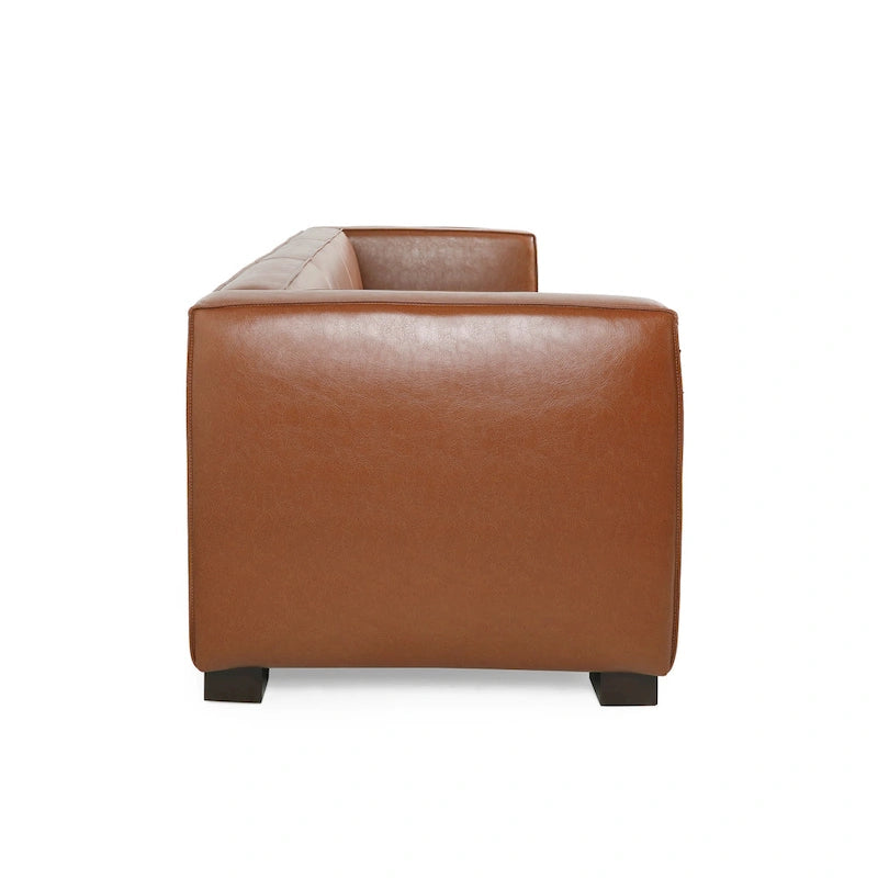 Divano a 3 Posti "Tuxedo" in Similpelle Noce Scura (Cognac / Marrone Scuro / Midnight)
