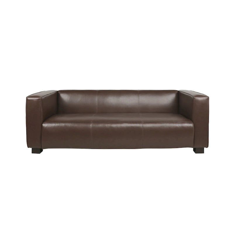 Divano a 3 Posti "Tuxedo" in Similpelle Noce Scura (Cognac / Marrone Scuro / Midnight)