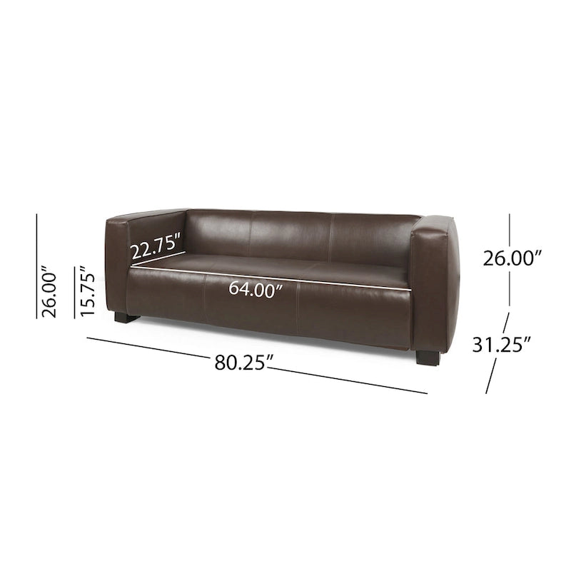 Divano a 3 Posti "Tuxedo" in Similpelle Noce Scura (Cognac / Marrone Scuro / Midnight)