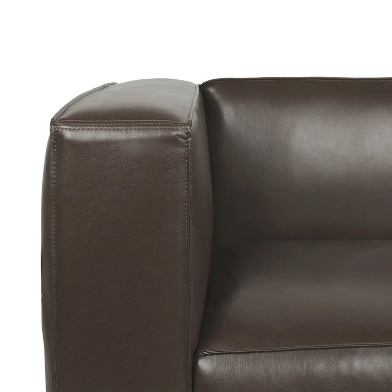 Divano a 3 Posti "Tuxedo" in Similpelle Noce Scura (Cognac / Marrone Scuro / Midnight)