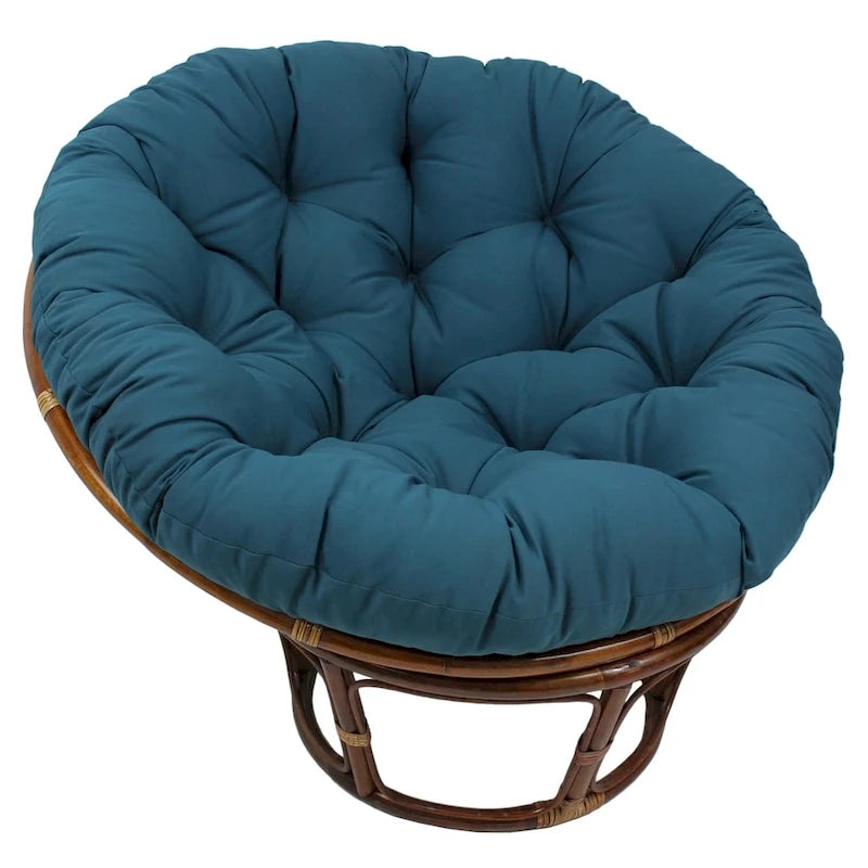 Poltrona Papasan 42" in Rattan con Cuscino in Twill – Colori Assortiti, Singola