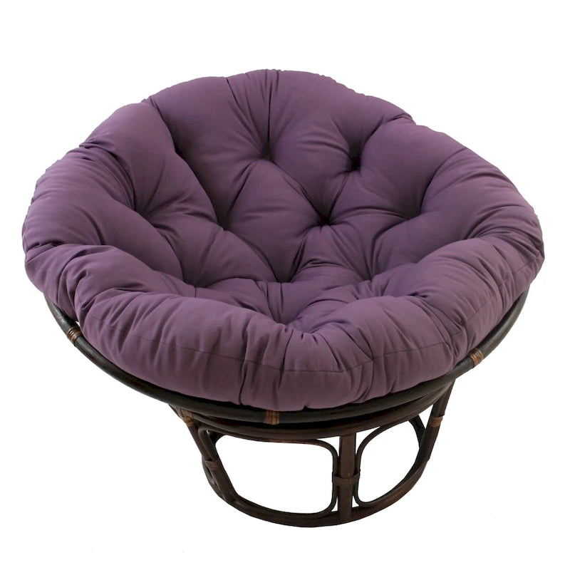 Poltrona Papasan 42" in Rattan con Cuscino in Twill – Colori Assortiti, Singola