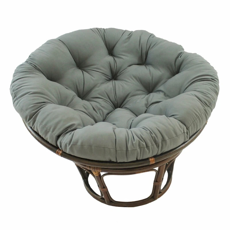 Poltrona Papasan 42" in Rattan con Cuscino in Twill – Colori Assortiti, Singola