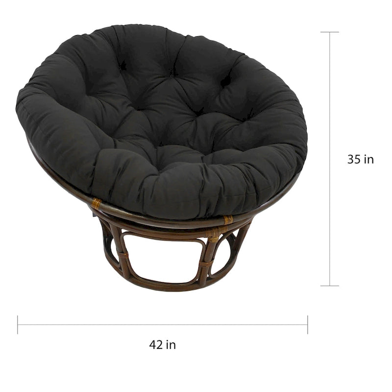 Poltrona Papasan 42" in Rattan con Cuscino in Twill – Colori Assortiti, Singola