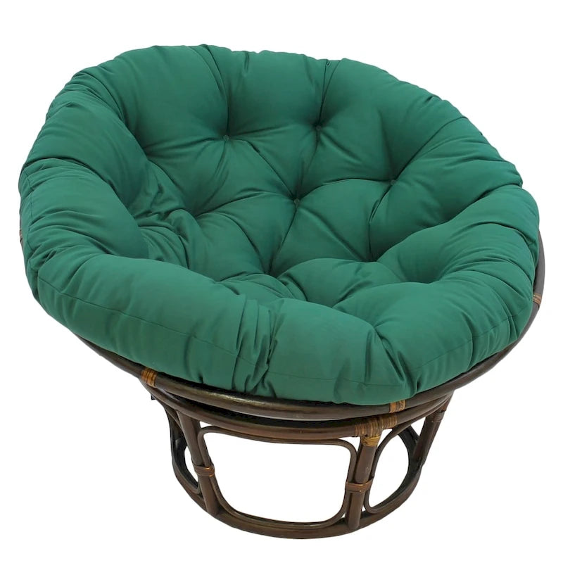 Poltrona Papasan 42" in Rattan con Cuscino in Twill – Colori Assortiti, Singola