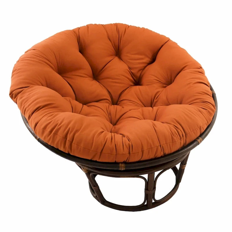 Poltrona Papasan 42" in Rattan con Cuscino in Twill – Colori Assortiti, Singola