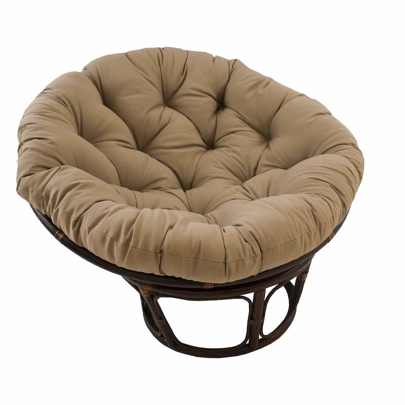 Poltrona Papasan 42" in Rattan con Cuscino in Twill – Colori Assortiti, Singola