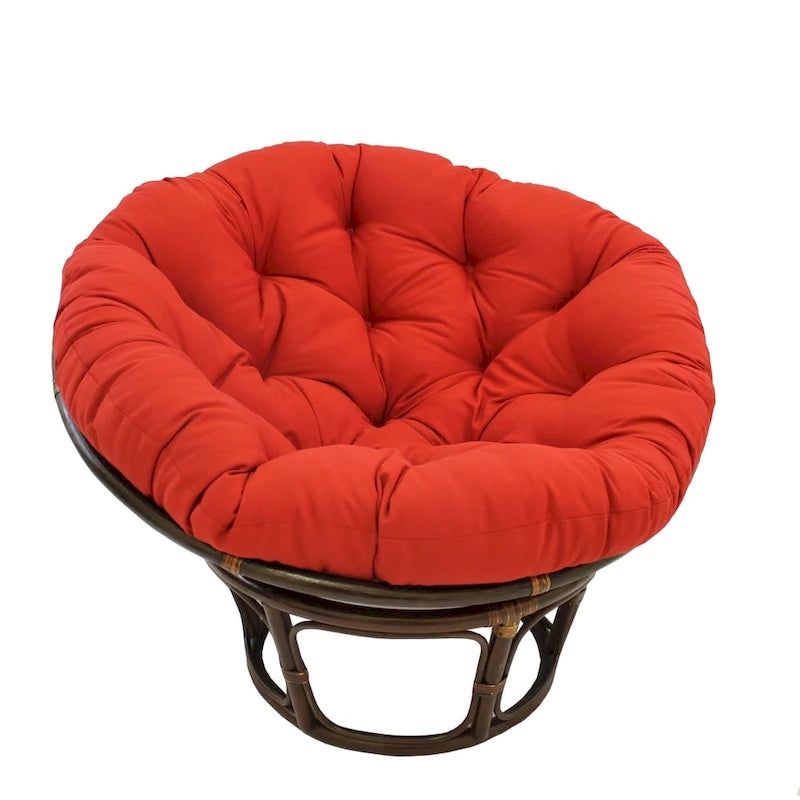 Poltrona Papasan 42" in Rattan con Cuscino in Twill – Colori Assortiti, Singola