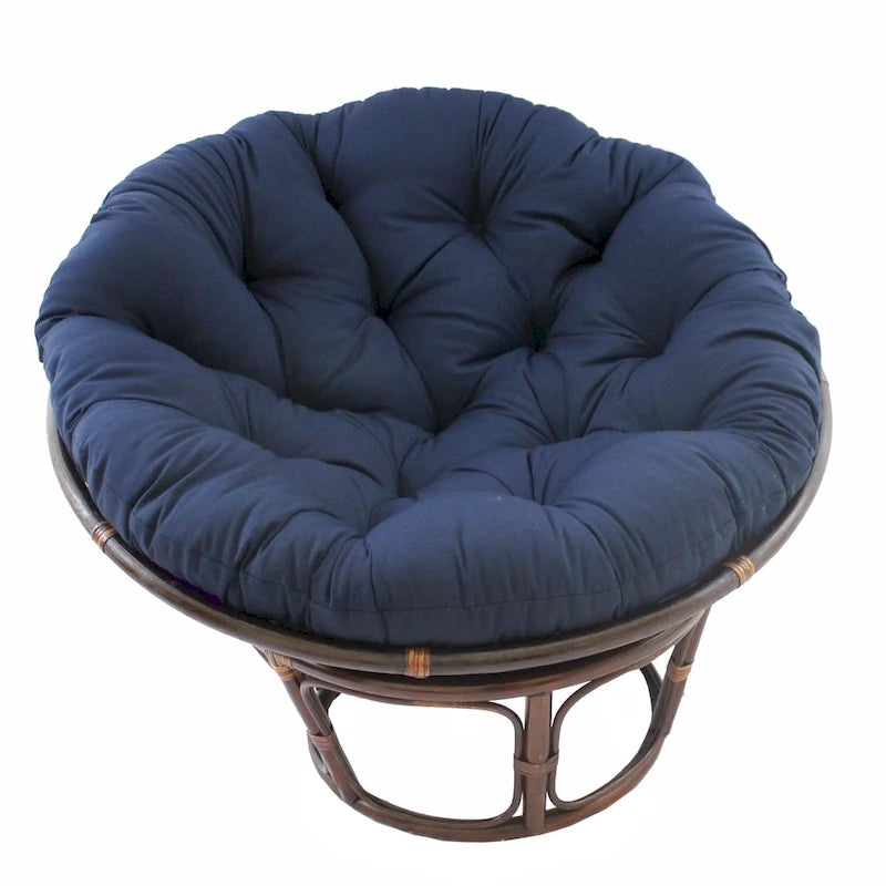 Poltrona Papasan 42" in Rattan con Cuscino in Twill – Colori Assortiti, Singola