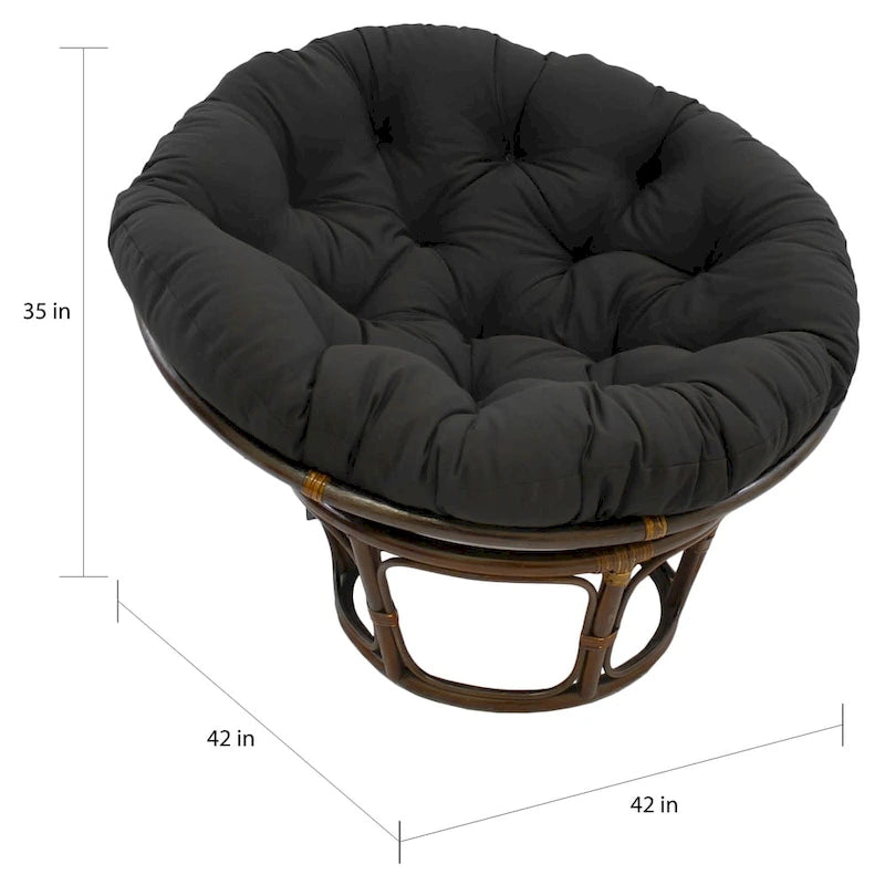 Poltrona Papasan 42" in Rattan con Cuscino in Twill – Colori Assortiti, Singola