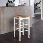 Sgabello da bar senza schienale, sedile in giunco intrecciato, 74 cm H, Nero / Cappuccino / Rovere / Crema, Posti 1