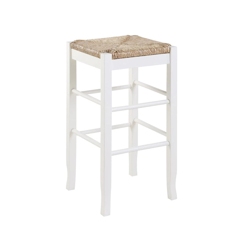 Sgabello da bar senza schienale, sedile in giunco intrecciato, 74 cm H, Nero / Cappuccino / Rovere / Crema, Posti 1