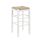 Sgabello da bar senza schienale, sedile in giunco intrecciato, 74 cm H, Nero / Cappuccino / Rovere / Crema, Posti 1