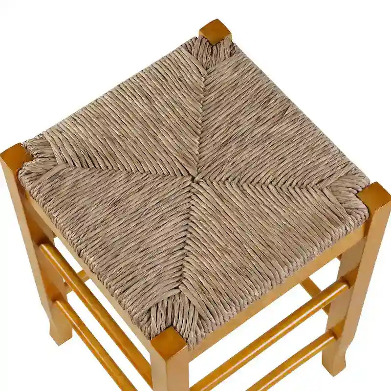 Sgabello da bar senza schienale, sedile in giunco intrecciato, 74 cm H, Nero / Cappuccino / Rovere / Crema, Posti 1