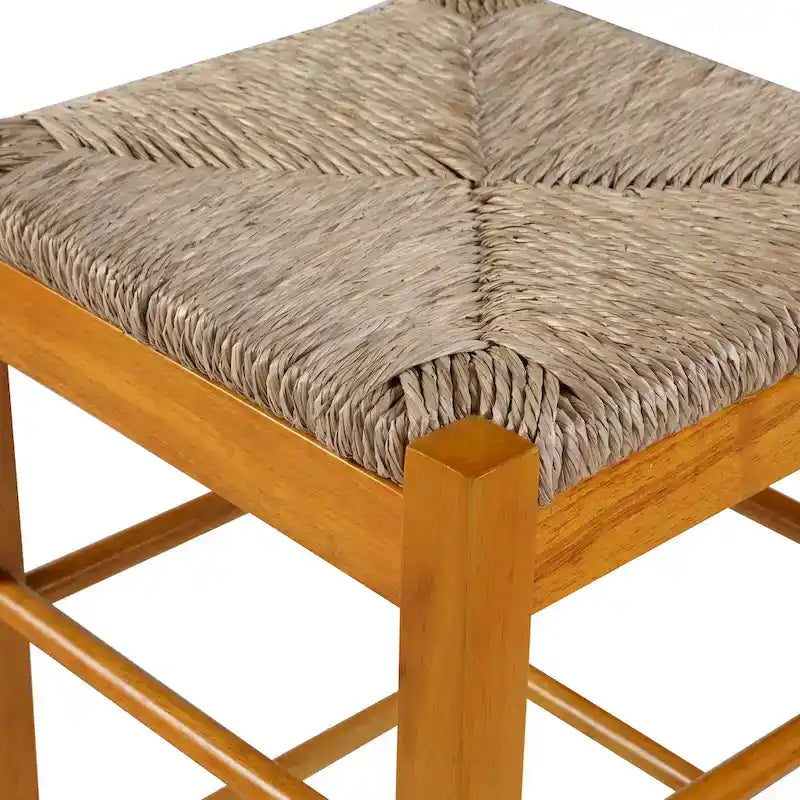 Sgabello da bar senza schienale, sedile in giunco intrecciato, 74 cm H, Nero / Cappuccino / Rovere / Crema, Posti 1