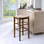Sgabello da bar senza schienale, sedile in giunco intrecciato, 74 cm H, Nero / Cappuccino / Rovere / Crema, Posti 1