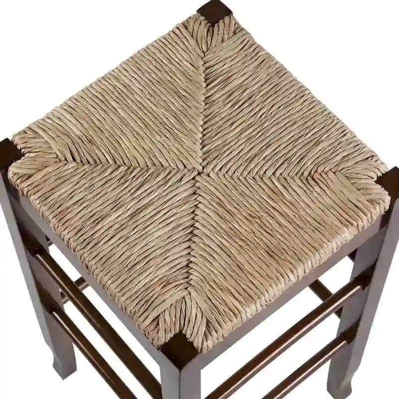 Sgabello da bar senza schienale, sedile in giunco intrecciato, 74 cm H, Nero / Cappuccino / Rovere / Crema, Posti 1