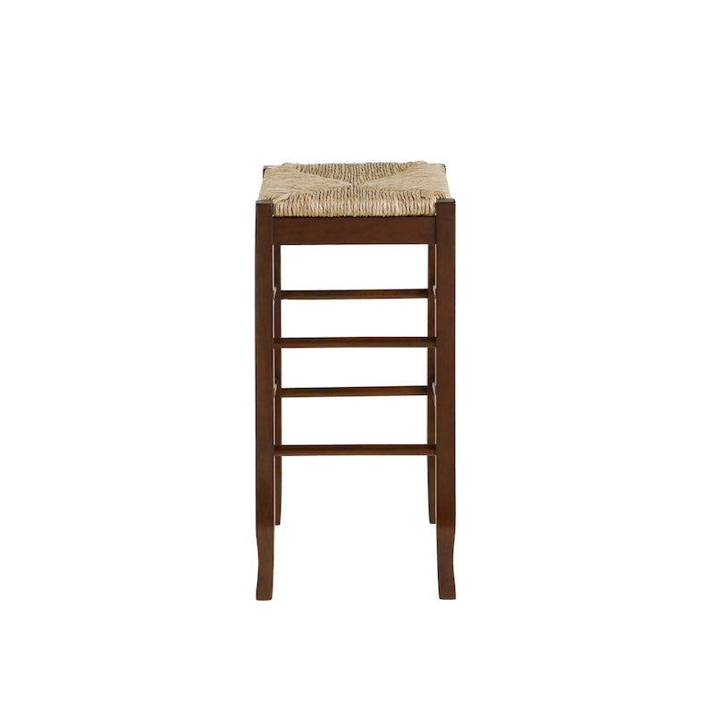 Sgabello da bar senza schienale, sedile in giunco intrecciato, 74 cm H, Nero / Cappuccino / Rovere / Crema, Posti 1