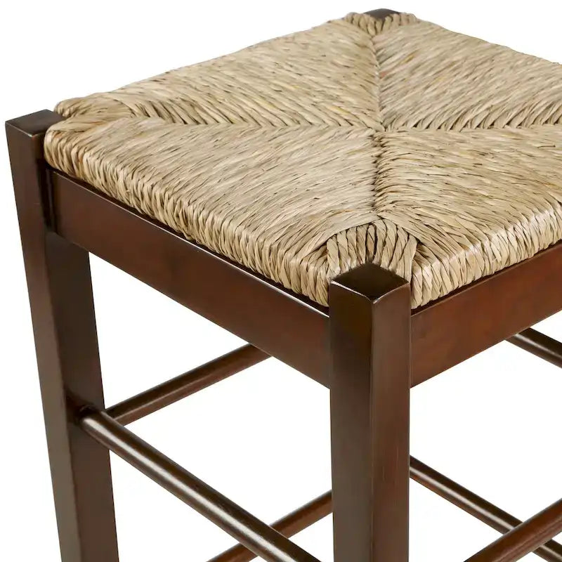Sgabello da bar senza schienale, sedile in giunco intrecciato, 74 cm H, Nero / Cappuccino / Rovere / Crema, Posti 1