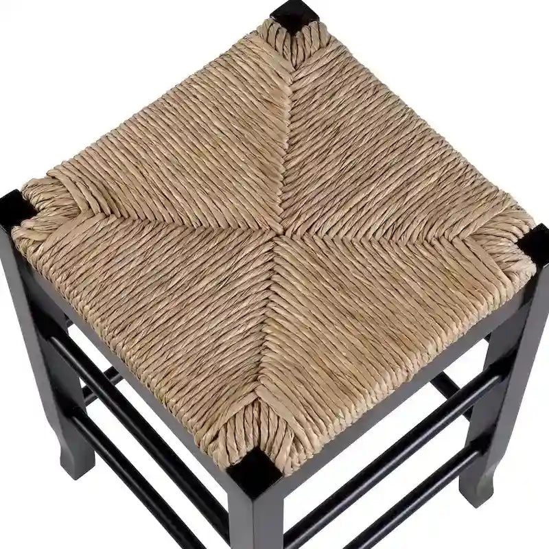 Sgabello da bar senza schienale, sedile in giunco intrecciato, 74 cm H, Nero / Cappuccino / Rovere / Crema, Posti 1