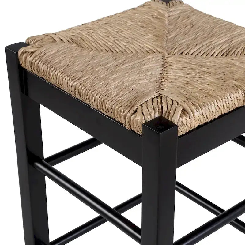 Sgabello da bar senza schienale, sedile in giunco intrecciato, 74 cm H, Nero / Cappuccino / Rovere / Crema, Posti 1