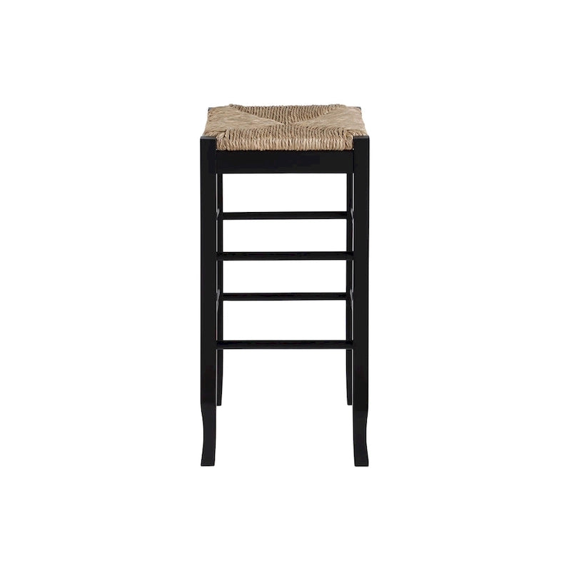 Sgabello da bar senza schienale, sedile in giunco intrecciato, 74 cm H, Nero / Cappuccino / Rovere / Crema, Posti 1