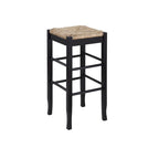 Sgabello da bar senza schienale, sedile in giunco intrecciato, 74 cm H, Nero / Cappuccino / Rovere / Crema, Posti 1