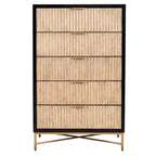 Cassettiera a 5 cassetti nera/bianca con gambe dorate – Utente singolo