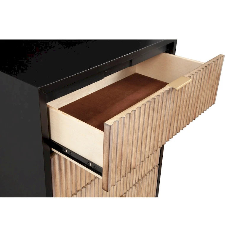 Cassettiera a 5 cassetti nera/bianca con gambe dorate – Utente singolo