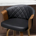 Sgabelli da bancone girevoli in similpelle nera/marrone, stile Mid-Century, set da 2